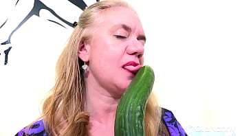 Horny mature lily may playing with toys and veggies