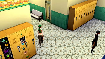 Horny teen girl sucks hot futa teacher's big cock