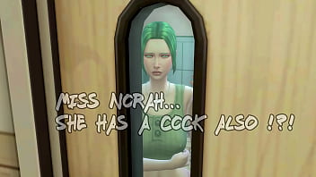 Horny teen girl sucks hot futa teacher's big cock