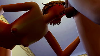 Horny teen girl sucks hot futa teacher's big cock