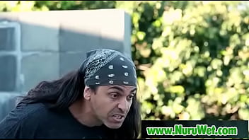 Two tatooed masseuses give nuru massage