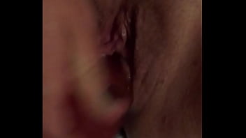 Pussy fucked close up with large dildo