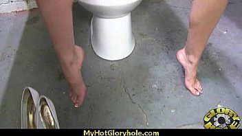 Horny lady enjoys gloryhole cocksucking interracial 10