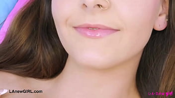 Stunning brunette naked close up