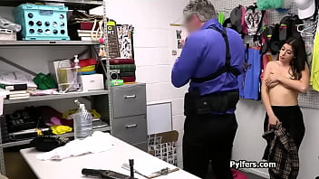 Raven haired pilfer bends over for dicking at the back office