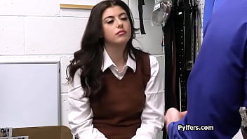 Raven haired pilfer bends over for dicking at the back office