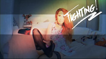 Black stockings high heels and sweet feet and pussy