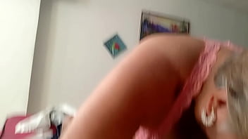 Playing with milf granny tits while sucking cock