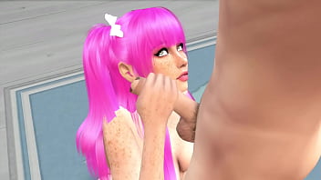 Hot pink haired chick fucked