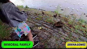 Duck feeding turns to dick sucking serina swallows dean's cream