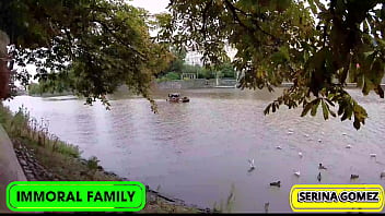 Duck feeding turns to dick sucking serina swallows dean's cream