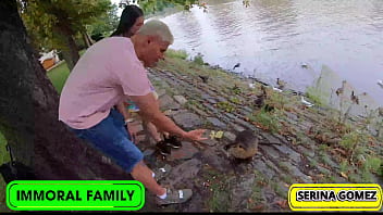 Duck feeding turns to dick sucking serina swallows dean's cream