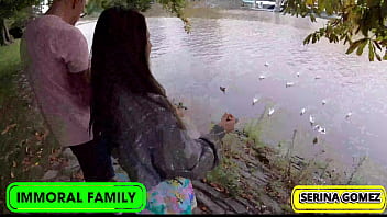 Duck feeding turns to dick sucking serina swallows dean's cream