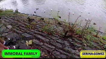 Duck feeding turns to dick sucking serina swallows dean's cream