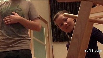 Skinny tight teen with big tits banged in her bathroom