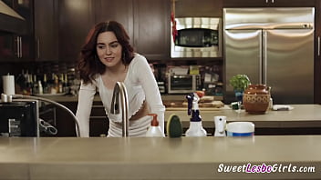 Lovely lesbo hot girls kiss tender and make out in sexy white lingerie