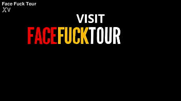 Big tits submissive slut sloppy upside down throat fucked ends up in facial cumshot