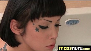 Busty teen gives nuru sex massage 1