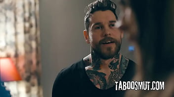 Blonde slut girlfriend suck boyfriend's cock in front of his step parents