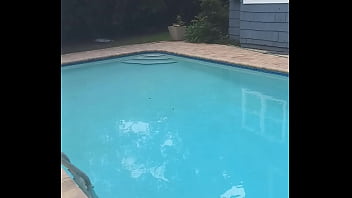 Big cock swanging pool side