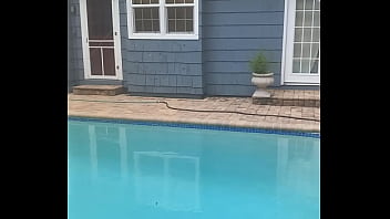 Big cock swanging pool side