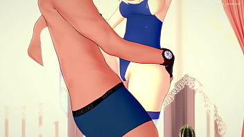 La caliente anya se quita su bañador para poder divertirse en su cuarto versión adulta parodia