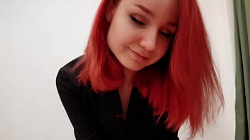 Redhead with big tits sucks my big dick after dating for sex