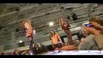 Nasty babes teasing on stage