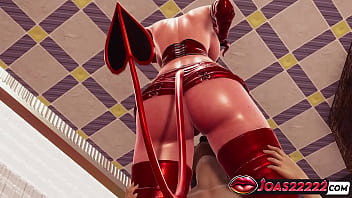 Rule34 halloween devil girl helen’s tits play & pussy licking action in honey select 2