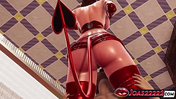 Rule34 halloween devil girl helen’s tits play & pussy licking action in honey select 2