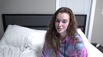 20 questions with 18yo kaciefyre sitting on the bed in panties