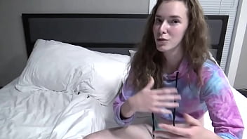 20 questions with 18yo kaciefyre sitting on the bed in panties