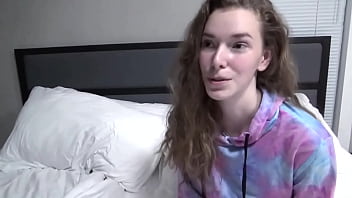 20 questions with 18yo kaciefyre sitting on the bed in panties