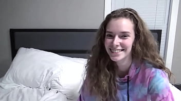 20 questions with 18yo kaciefyre sitting on the bed in panties