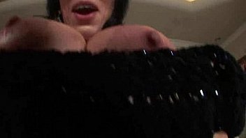 Horny milf touching her massive boobs in bath