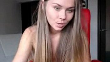 Petite small tit blonde babe teases her small tits on webcam