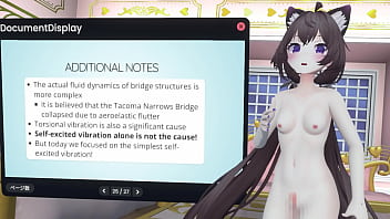 Naked vtuber lecture a pendulum whose amplitude increases with wind ~ why did the tacoma narrows bridge collapse ~