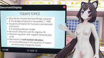 Naked vtuber lecture a pendulum whose amplitude increases with wind ~ why did the tacoma narrows bridge collapse ~