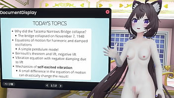 Naked vtuber lecture a pendulum whose amplitude increases with wind ~ why did the tacoma narrows bridge collapse ~