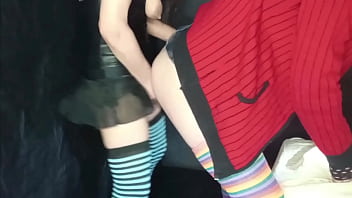 Brunette with strap on pegging natural tits big cock anal big ass milf lola