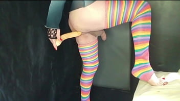 Brunette with strap on pegging natural tits big cock anal big ass milf lola