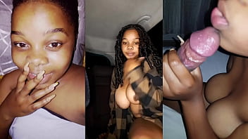 Naive big boobs bimbo lips bitch teases uber driver & ends up sucking big african dick all night long
