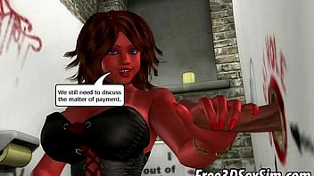 Busty 3d brunette sucking cock at a glory hole