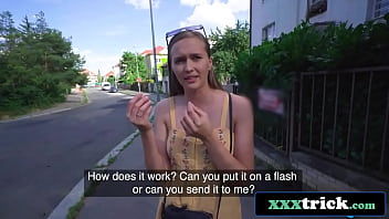 Cash convinces busty beauty to flash blow and bang outdoors