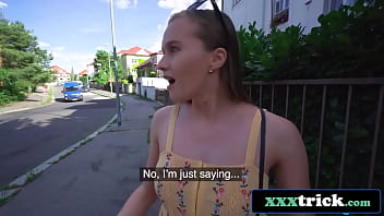 Cash convinces busty beauty to flash blow and bang outdoors