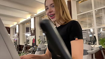 Gym beauty accepts my invite to bathroom sex Gym beauty accepts my invite to bathroom sex