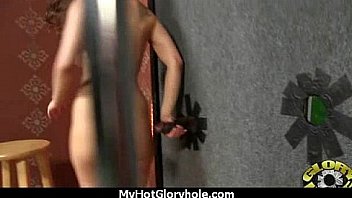 Ebony teen cleaning all the cocks at gloryhole 6