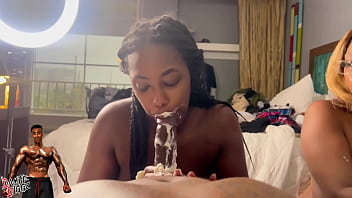 2 Ebony Baddies Have A Dick Sucking Contest And Use Their Boy Friends As The Judges thumbnail