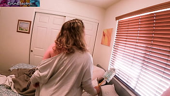 Big natural tits milf cleaning cleans stepson’s cock