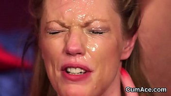 Nasty doll gets jizz load on her face swallowing all the love juice